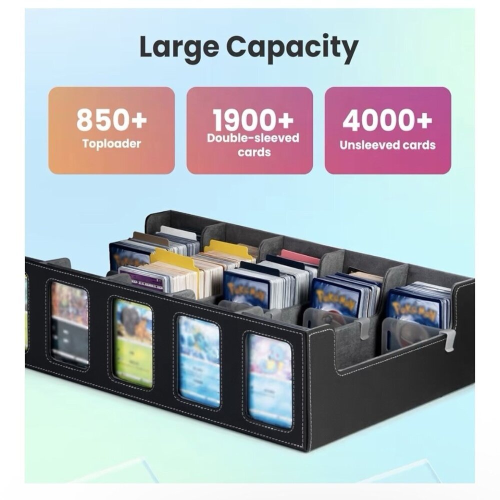PU Leather Trading Card Storage Box 5 Row Organizer - Picture 3 of 7